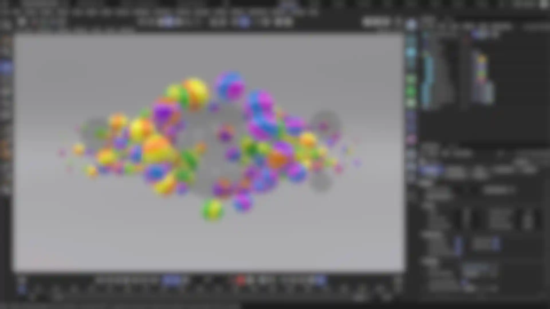 3Dモデルとアニメーションツールが表示された3Dアニメーションソフトウェアのインターフェイス。