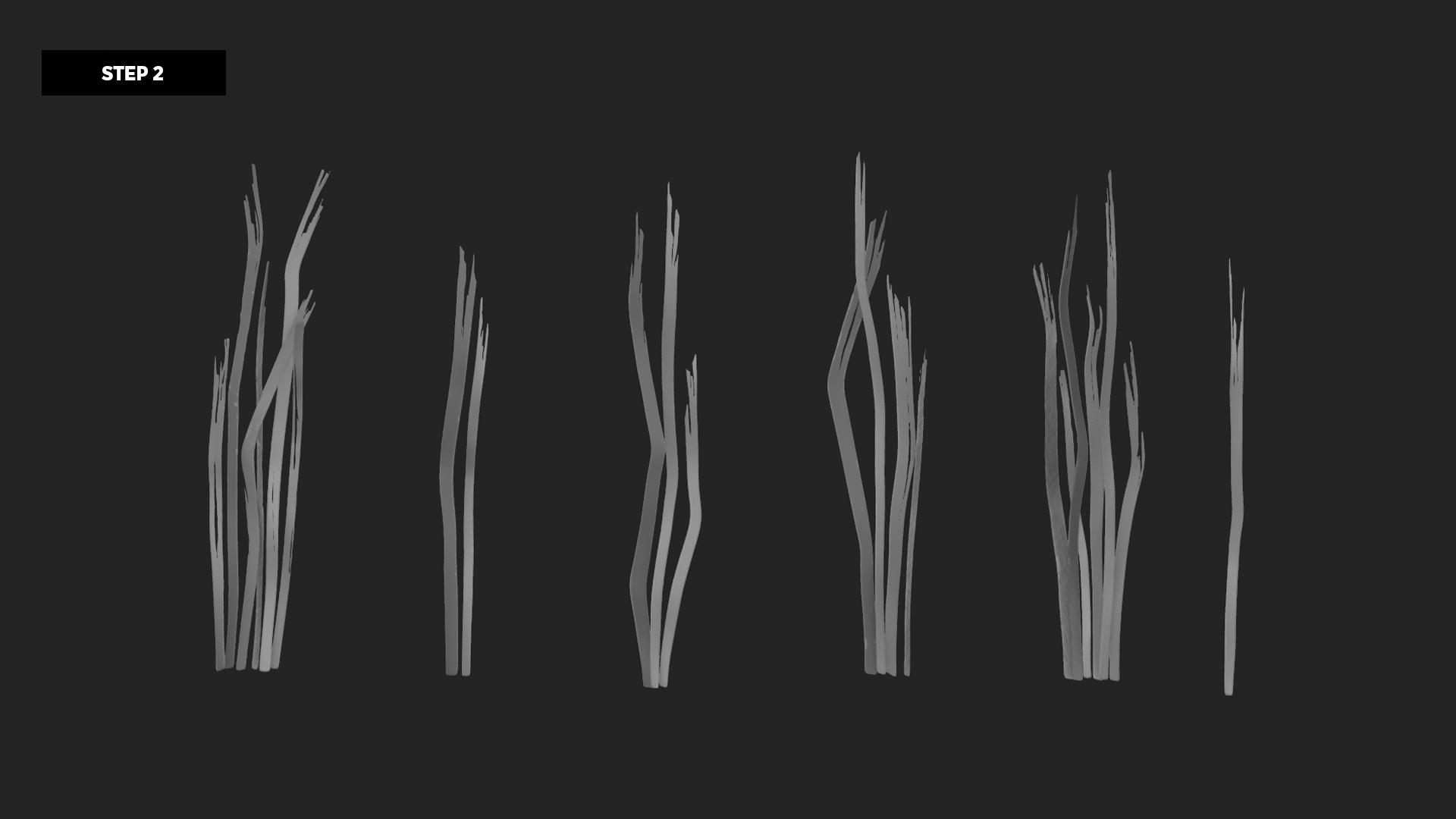 Schritt 2 ZBrush Strohveränderungen, kleine Gruppen geformt für Projektion