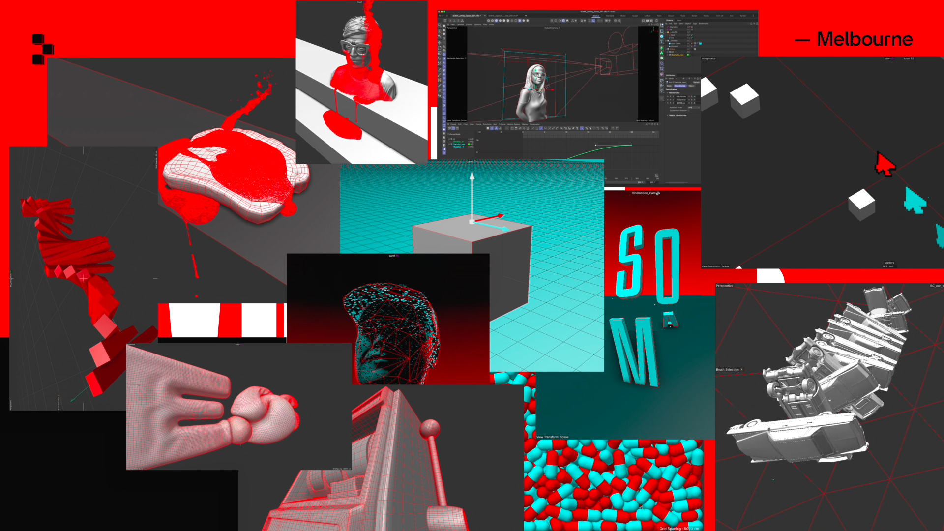 Scenes of Nodefest 2025 opening created in Cinema 4D focused on motion design & 3D animation