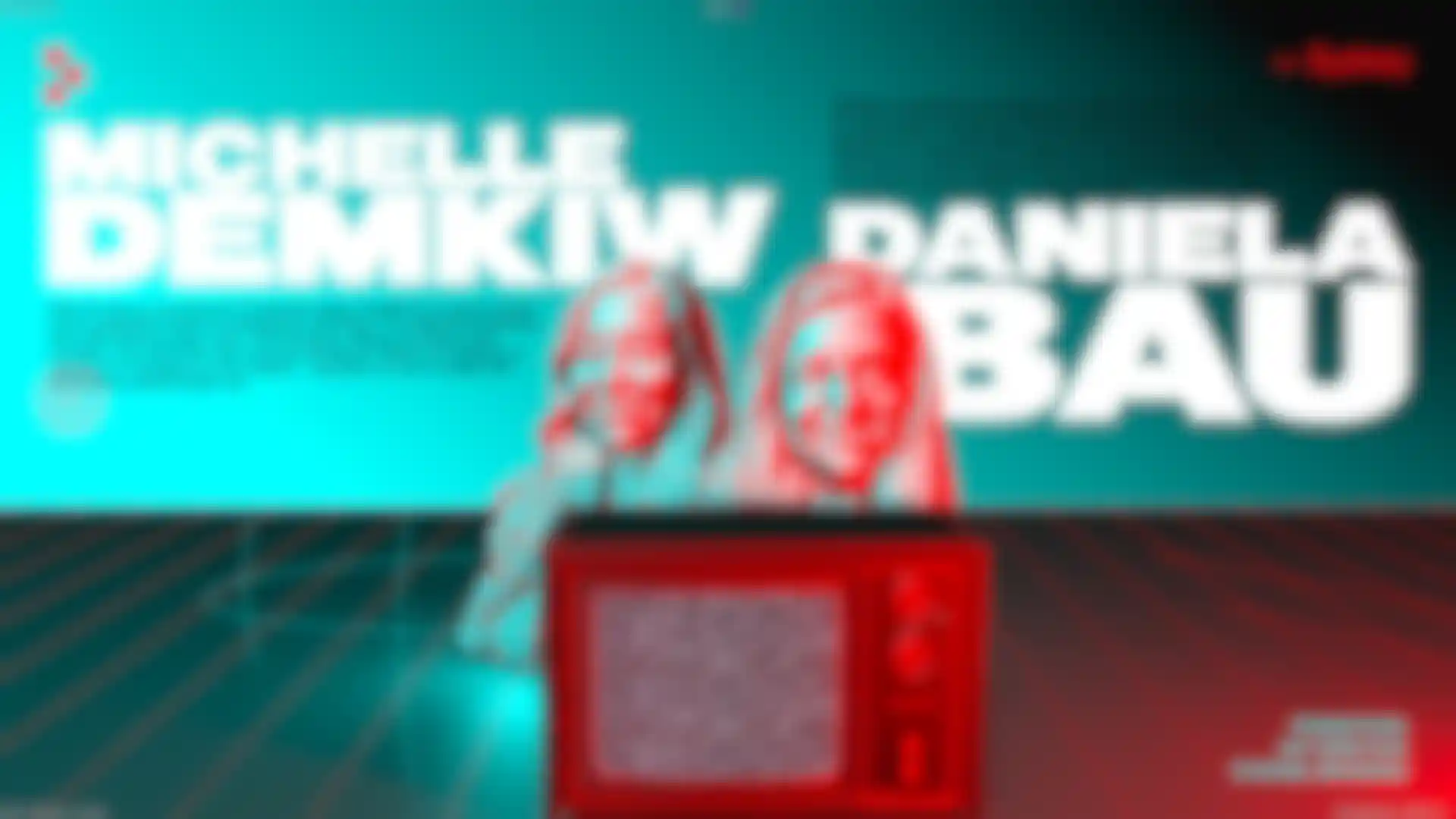 Creative duo Michelle and Daniela in Nodefest 2025 opening sequence, created by Yes Captain with Cinema 4D