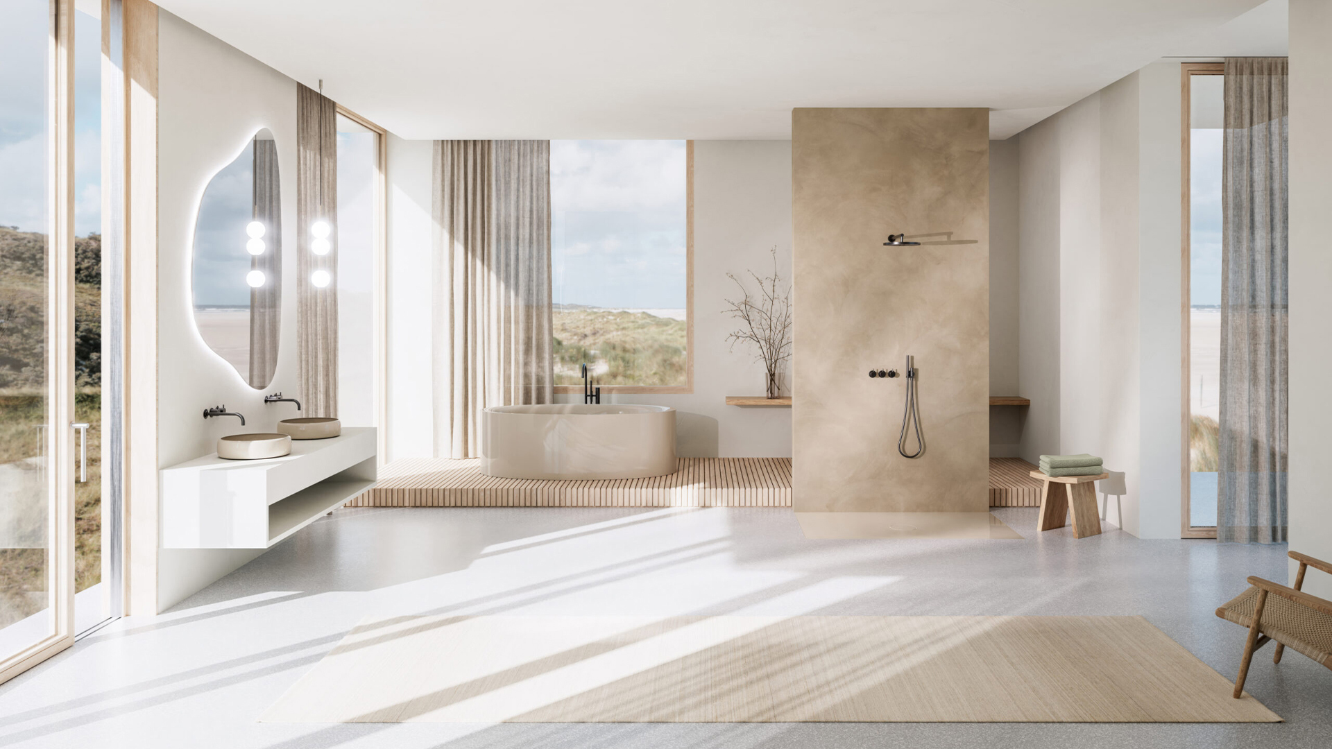 Modern bathscape by atelier 522 using Cinema 4D and Redshift rendering