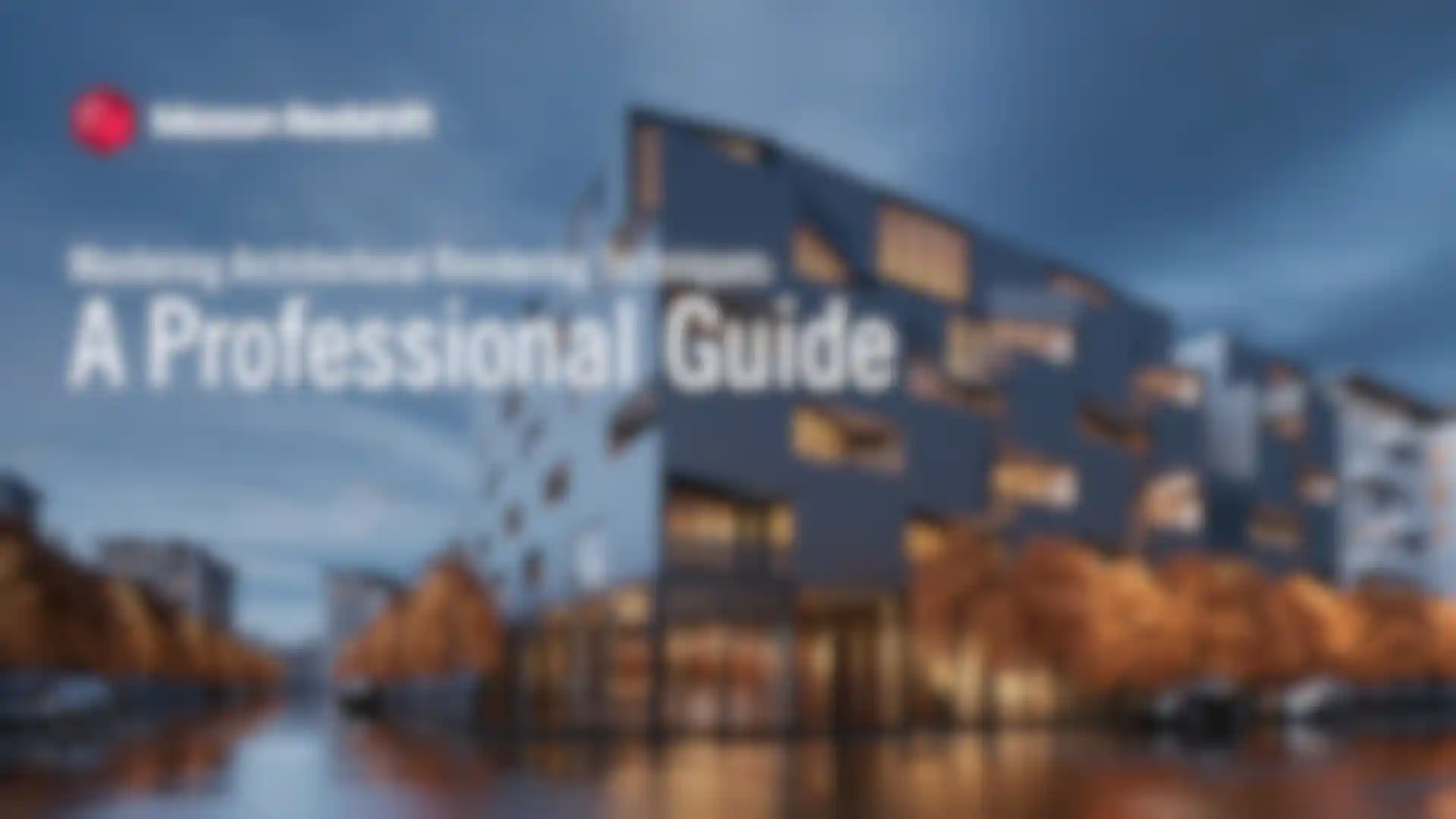 Architectural render with visual callouts highlighting lighting, materials, and composition techniques