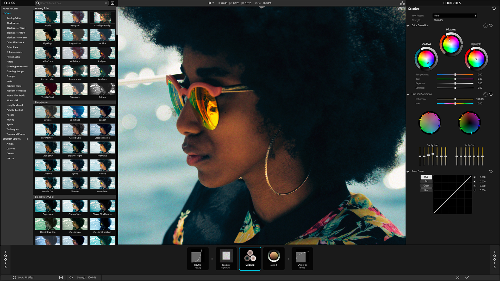 Cinematic color grading software