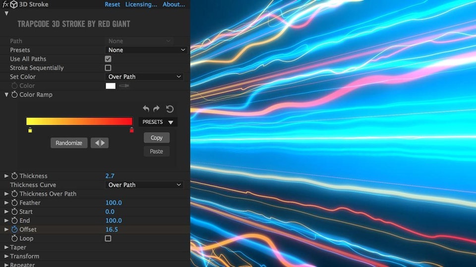 3D Lines Plugin for AE | Red Giant - Trapcode 3D Stroke by Maxon