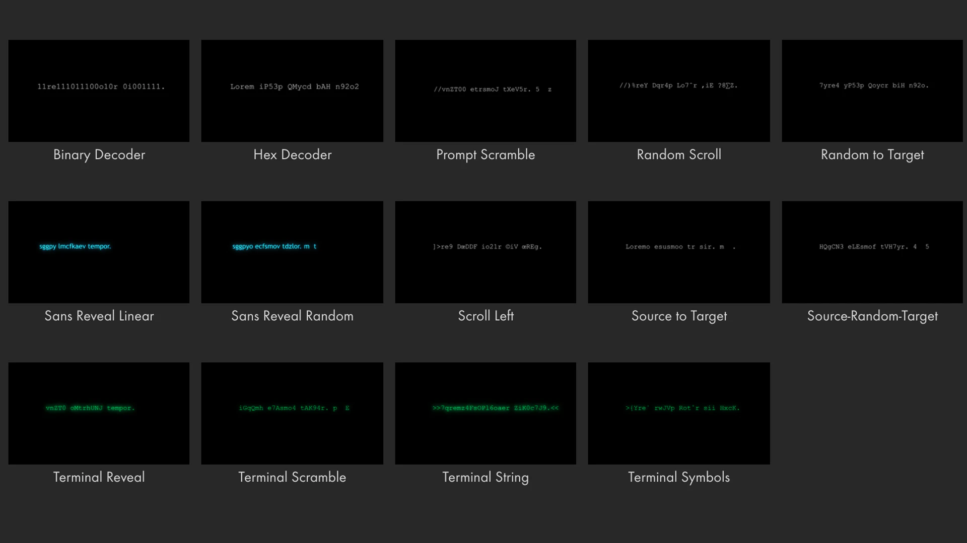 Plugin d'animations de texte de hacker | Universe Hacker Text… - Maxon